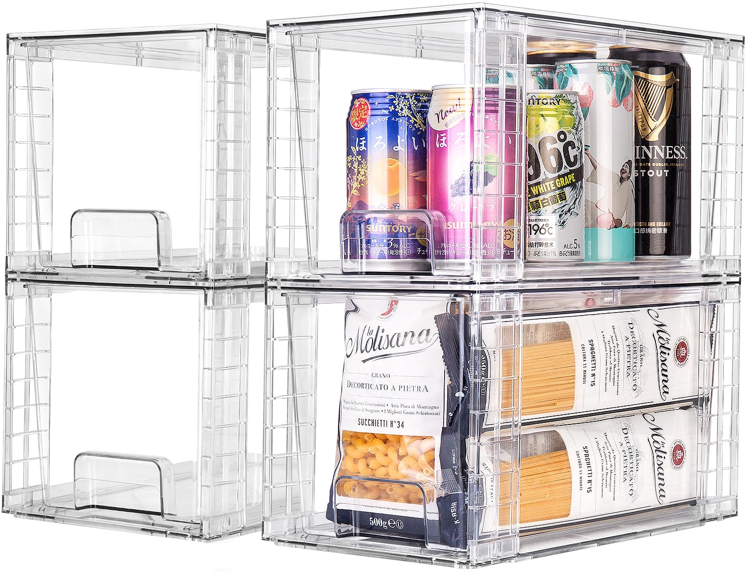 4Pack Large Stackable Kitchen Storage Drawers,