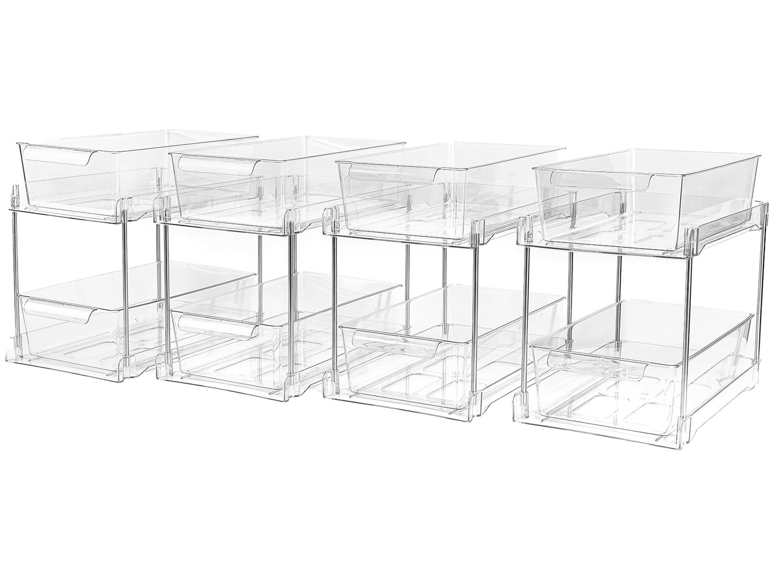 4Pack 2-Tier Bathroom Storage Organizer, Clear