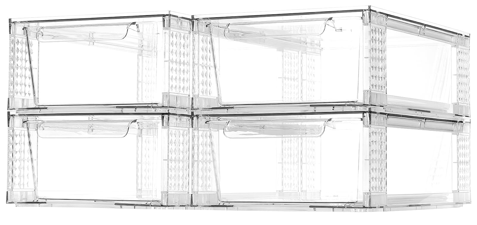 4 Pack Clear Stackable Storage Drawers, 3.95"