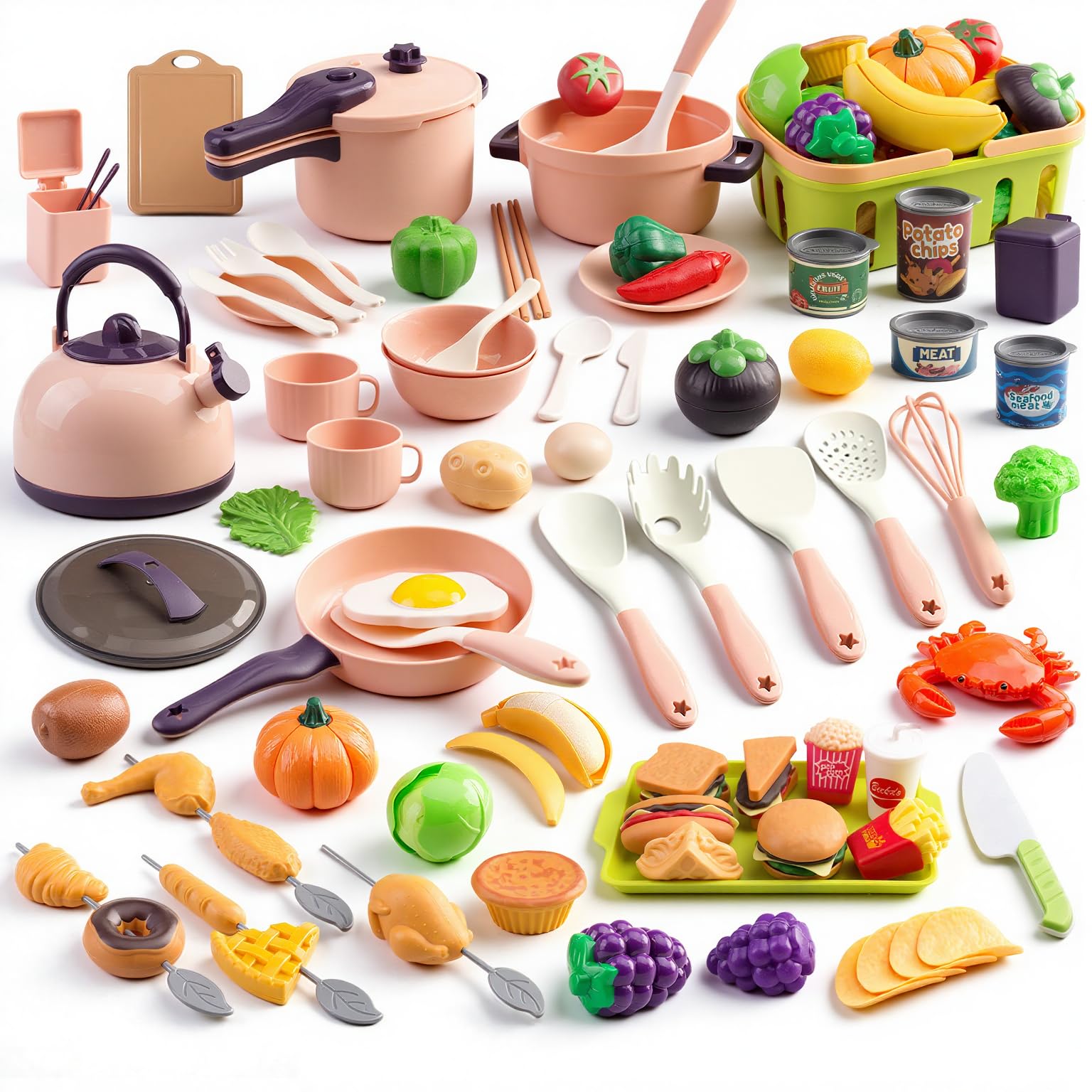 120Pcs Mini Play Kitchen Accessories, Kids Pre